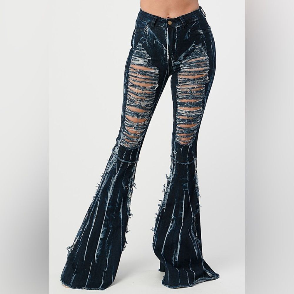 Purple Candy Lightning Flashes Concert Jeans